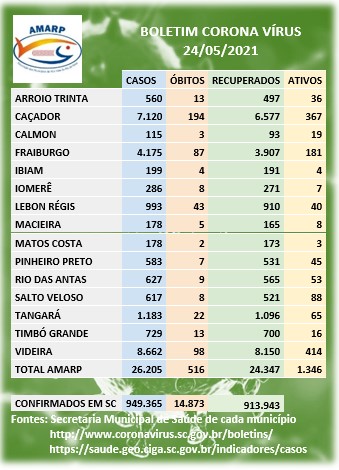 Read more about the article Boletim dos casos de Coronavírus nos municípios da Amarp