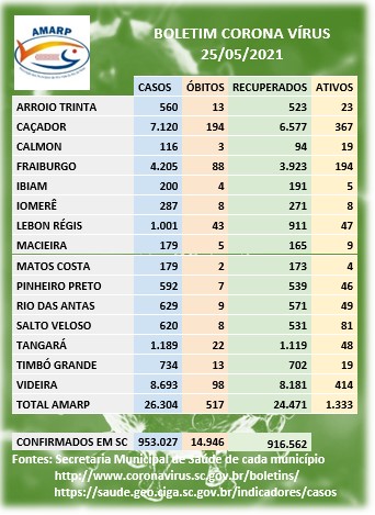 Read more about the article Boletim dos casos de Coronavírus nos municípios da Amarp