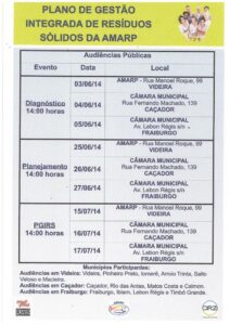 Read more about the article AMARP sediará audiências para a elaboração do Plano Municipal de Gestão Integrada de Resíduos Sólidos